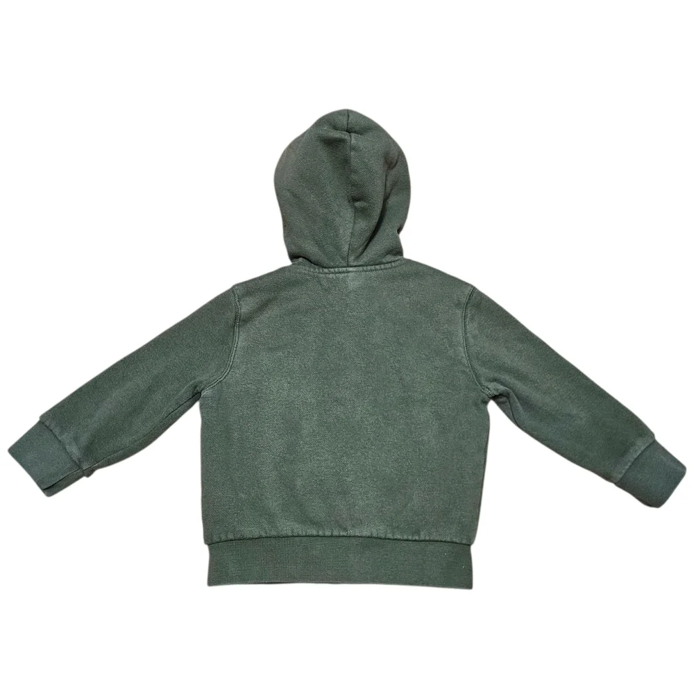 Baby GAP Toddler Boys Cozy Logo Zip Hoodie Army Green Sherpa Lined 3T FA18